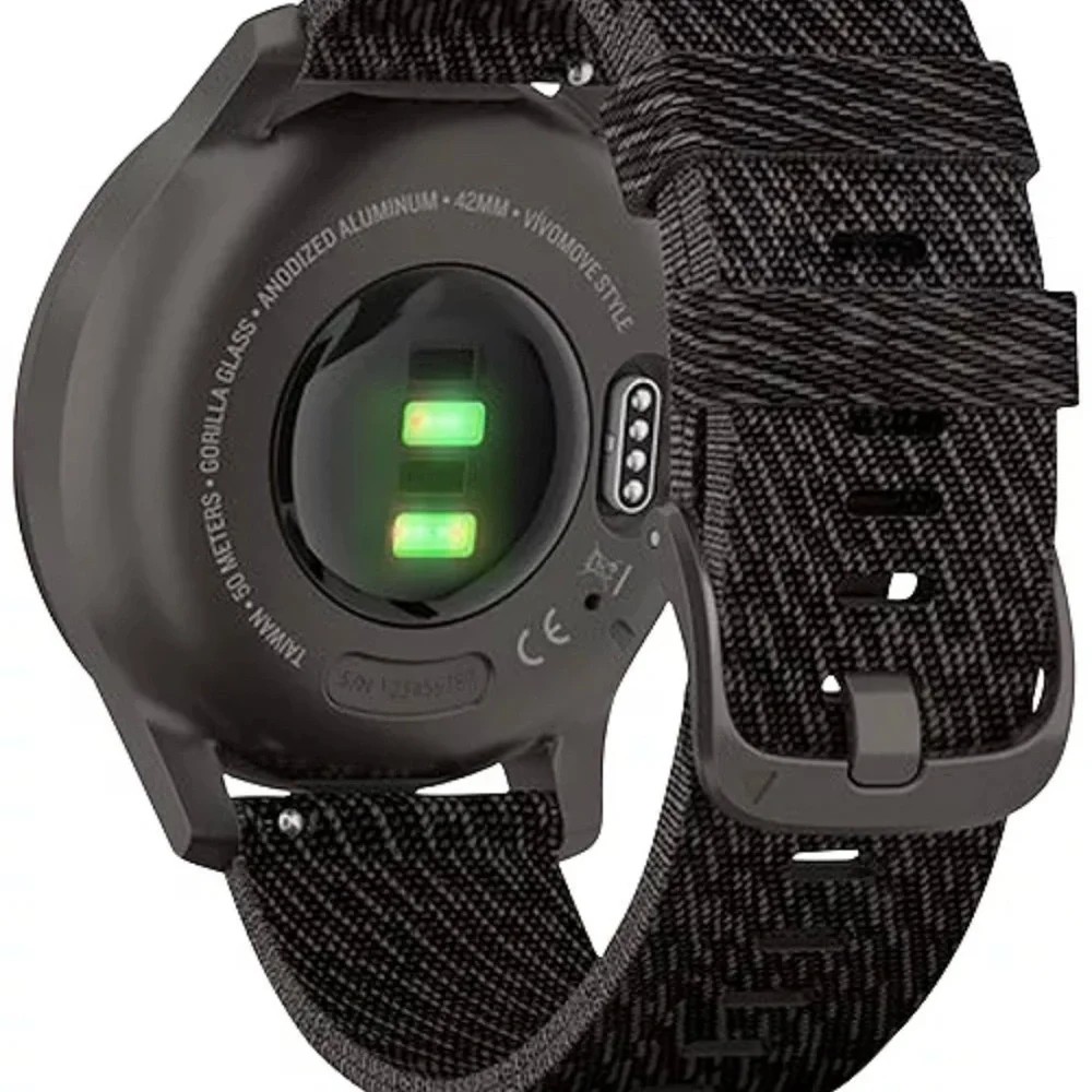 Garmin Unisex Vivomove 3 Style Black Nylon Strap Smart Watch 24.1mm